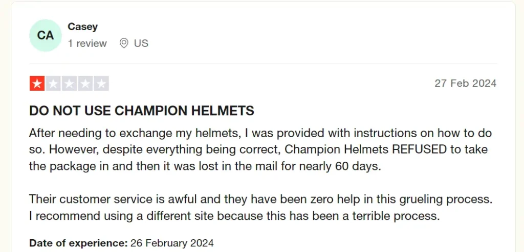 Champion Helmets Trustpilot