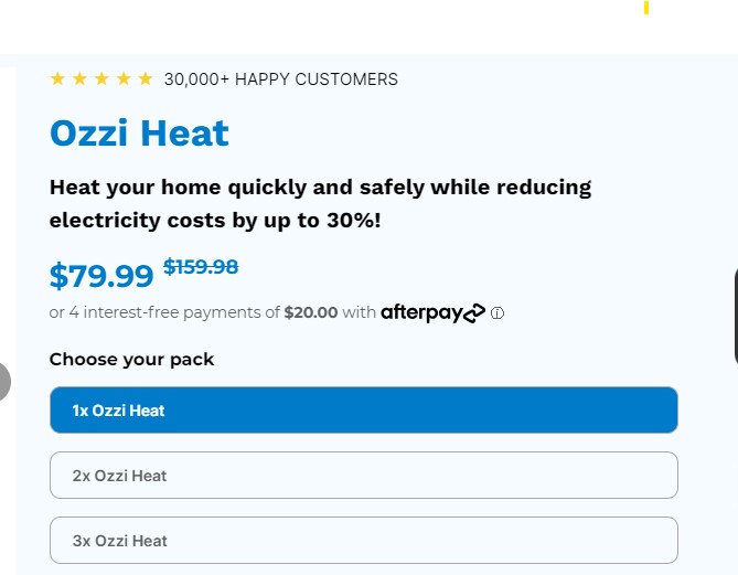 Ozzy Heat Heater Pricing