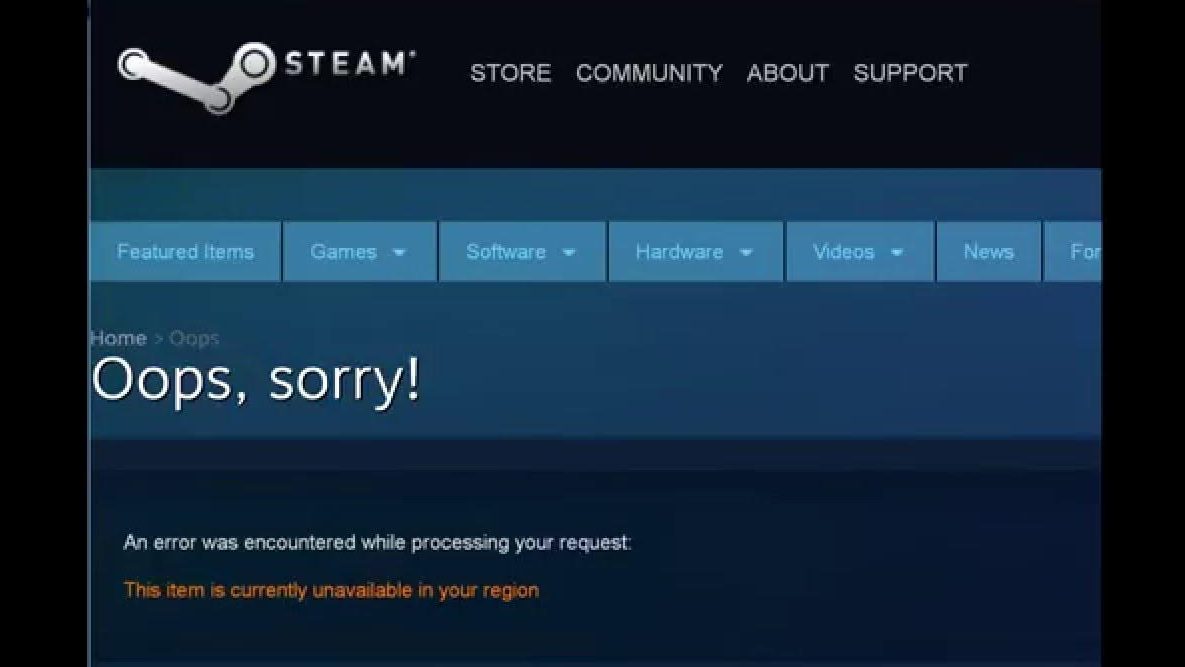 Regional unavailability Steam