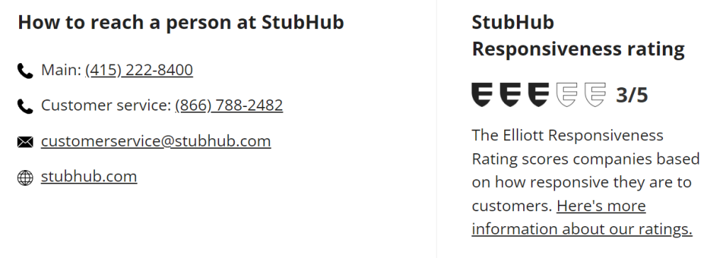 Stub Hub customer support image