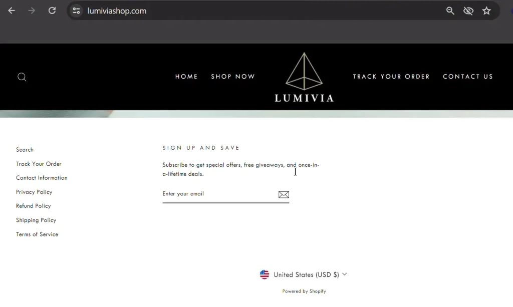 Lumivia Shop website