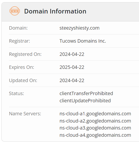 Whois lookup Steezyshiesty.com