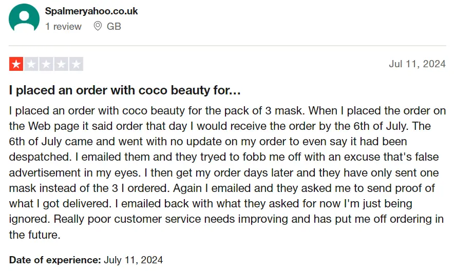 Coco Beauty Collagen Mask Trustpilot