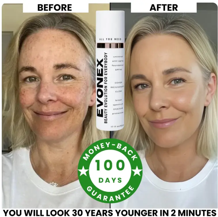 Evonex Age Defying Foundation before and after