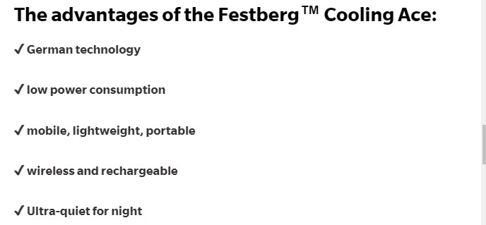 Festberg Cooling Ace Benefits