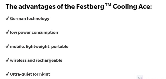 Festberg Cooling Ace Features