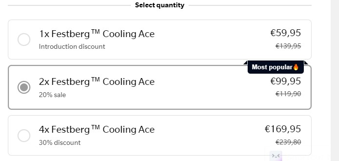 Festberg Cooling Ace Pricing