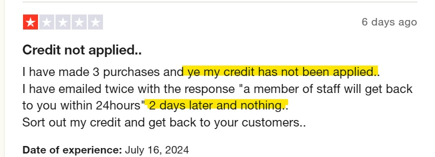 Issues with Credit and Customer Service