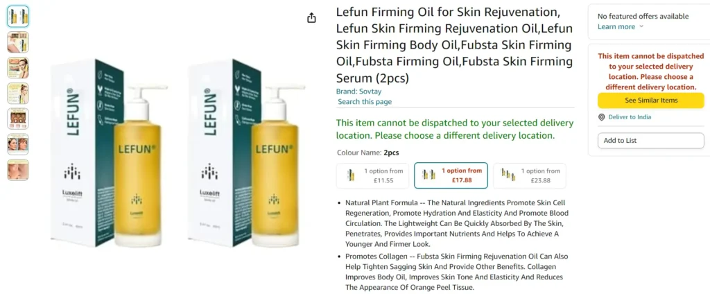 Lefun Skin Firming Oil Amazon