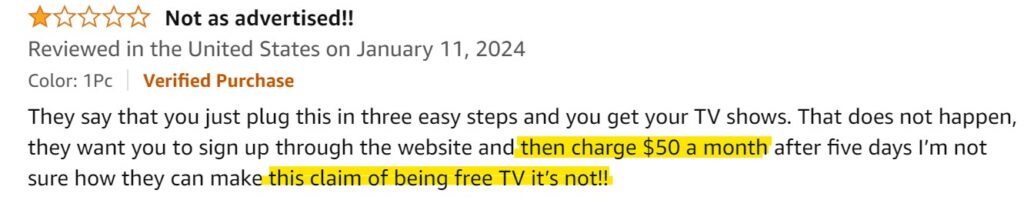 Misleading Free TV Claims