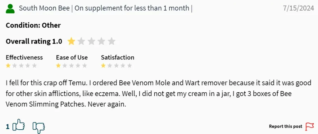 Vsoxa Bee Venom user reviews