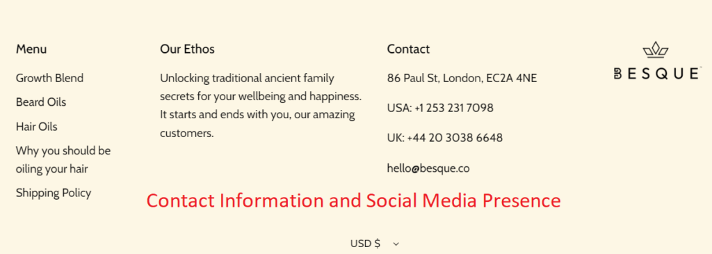 Contact Information and Social Media Presence