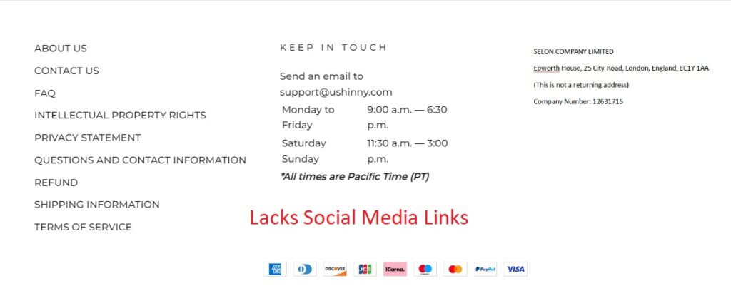 Lacks Social Media Links
