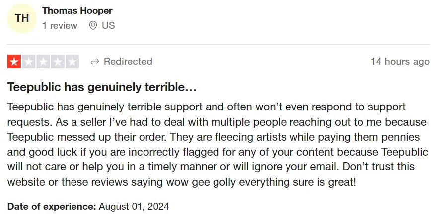 TeePublic Trustpilot Reviews