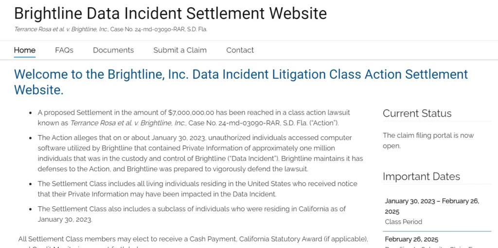 Brightline Data Incident