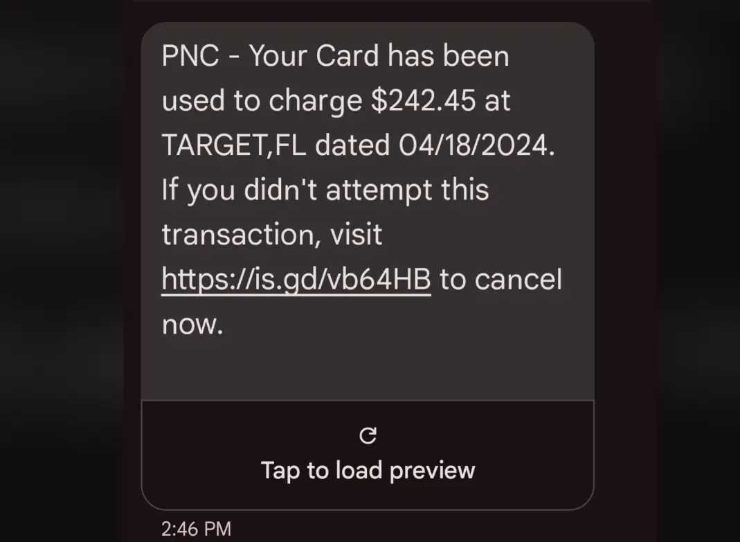 PNC Bank Text Scam