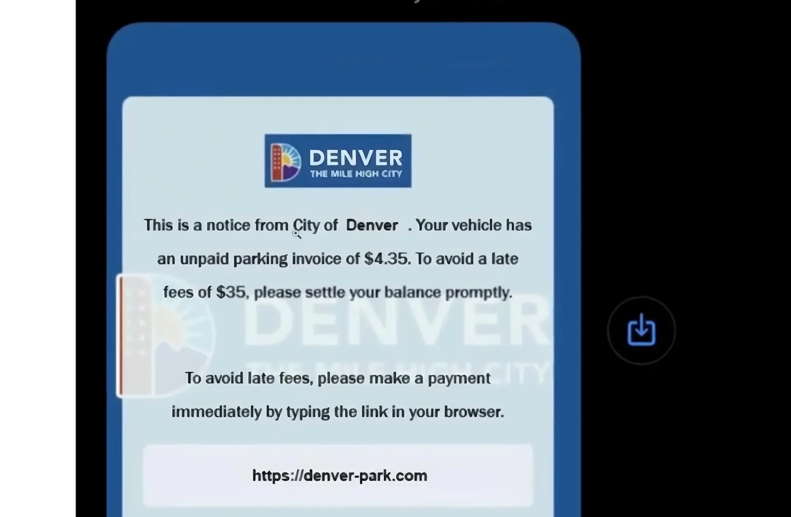 Denver Park Unpaid Invoice Scam Text! Denver-Park.com Review