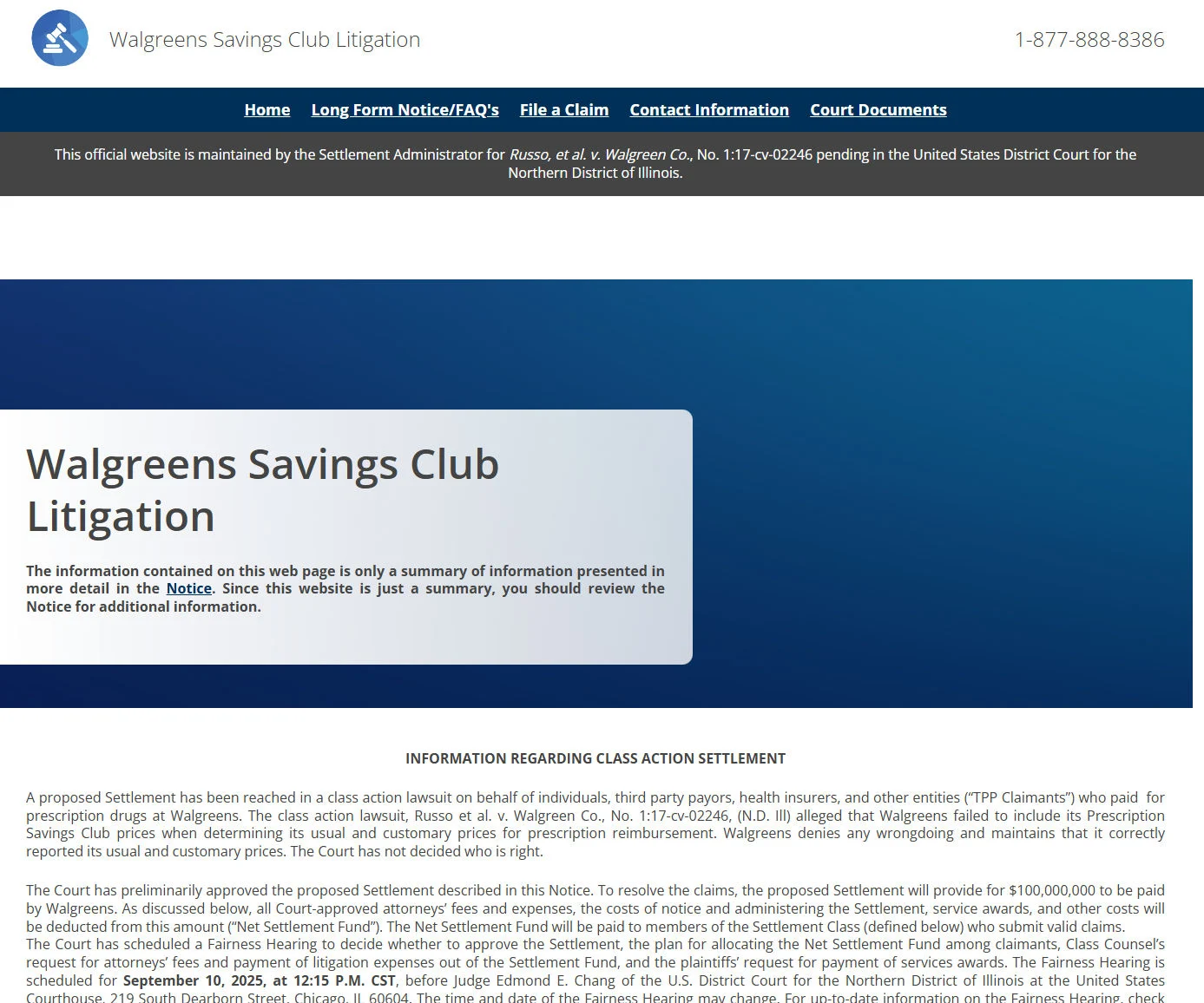 Walgreens Savings Club Settlement Administrator Scam