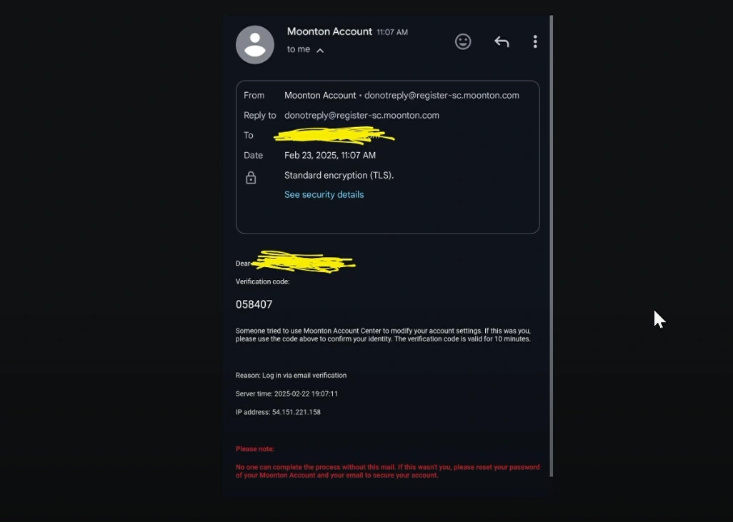 Moonton Account Verification Email SCAM